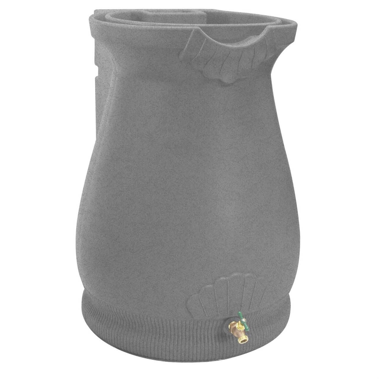Dark Grey Granite 65-Gallon Plastic Urn Rain Barrel with Planter Top Outdoor Water Storage